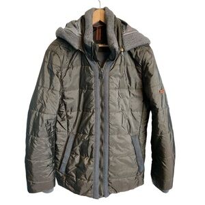 Baldessarini Designer Hooded Parka Gray Brown Size 46 Small